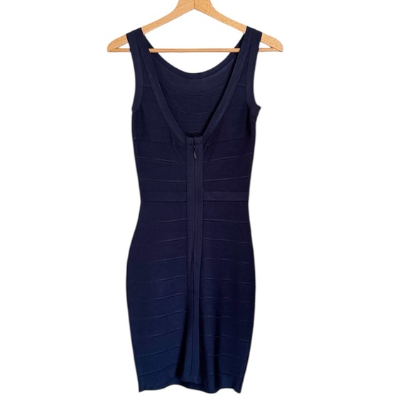 Herve Leger Navy Blue Scoop Neck Mini Sleeveless Bandage Dress size S - Picture 3 of 11